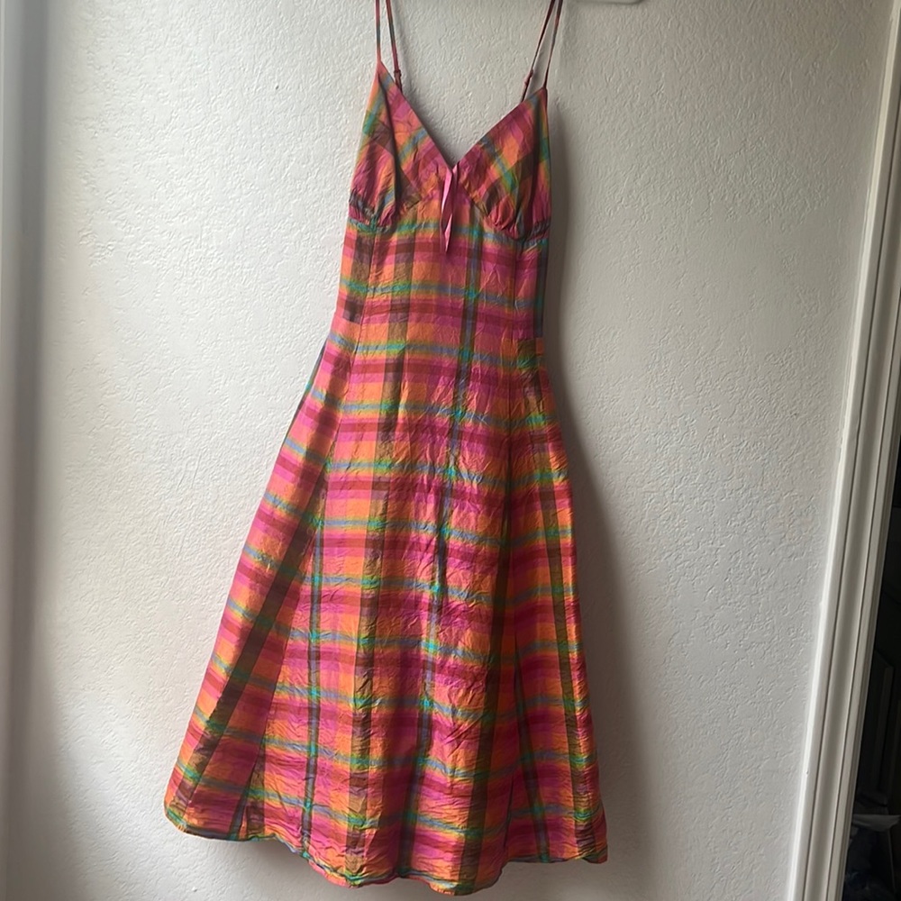 Women’s picnic plaid strap dress